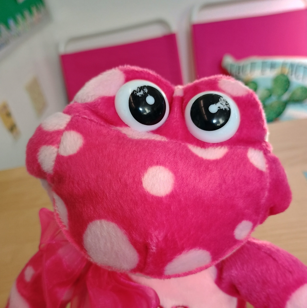 Burton Burton Kiss Me long legs & Arms polka dot Sitting pink plush frog ๐ธ 13in - Picture 12 of 16